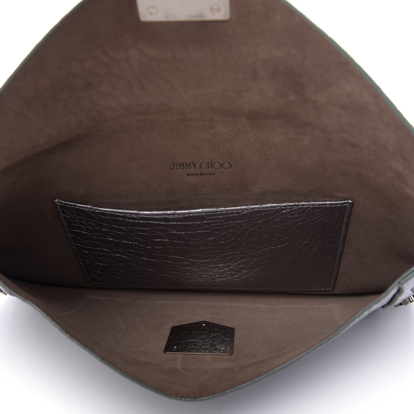 Metallic Grainy Calfskin Lockett Envelope Clutch Platinum