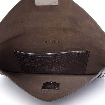 Jimmy Choo Metallic Grainy Calfskin Lockett Envelope Clutch Platinum 5 of 8