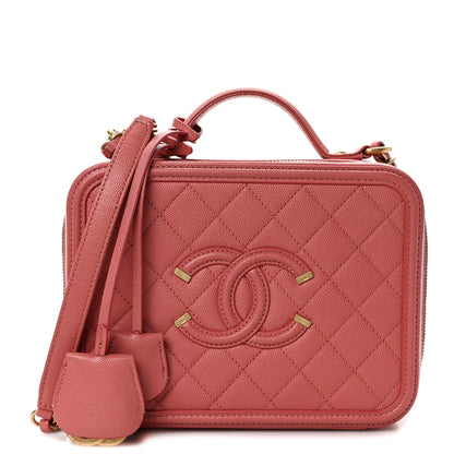 Chanel Caviar Quilted Medium CC Filigree Vanity Case Pink 1 of 13