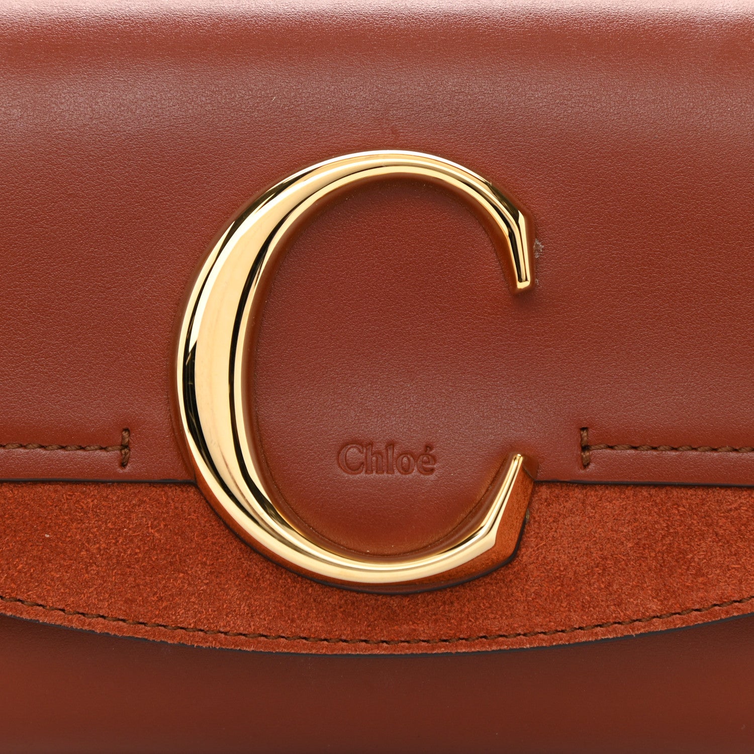 Chloe Calfskin Suede C Belt Bag Sepia Brown 8 of 10
