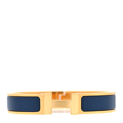 Hermes Matte Enamel Narrow Clic Clac HH Bracelet T4 Bleu Biarritz 1 of 5
