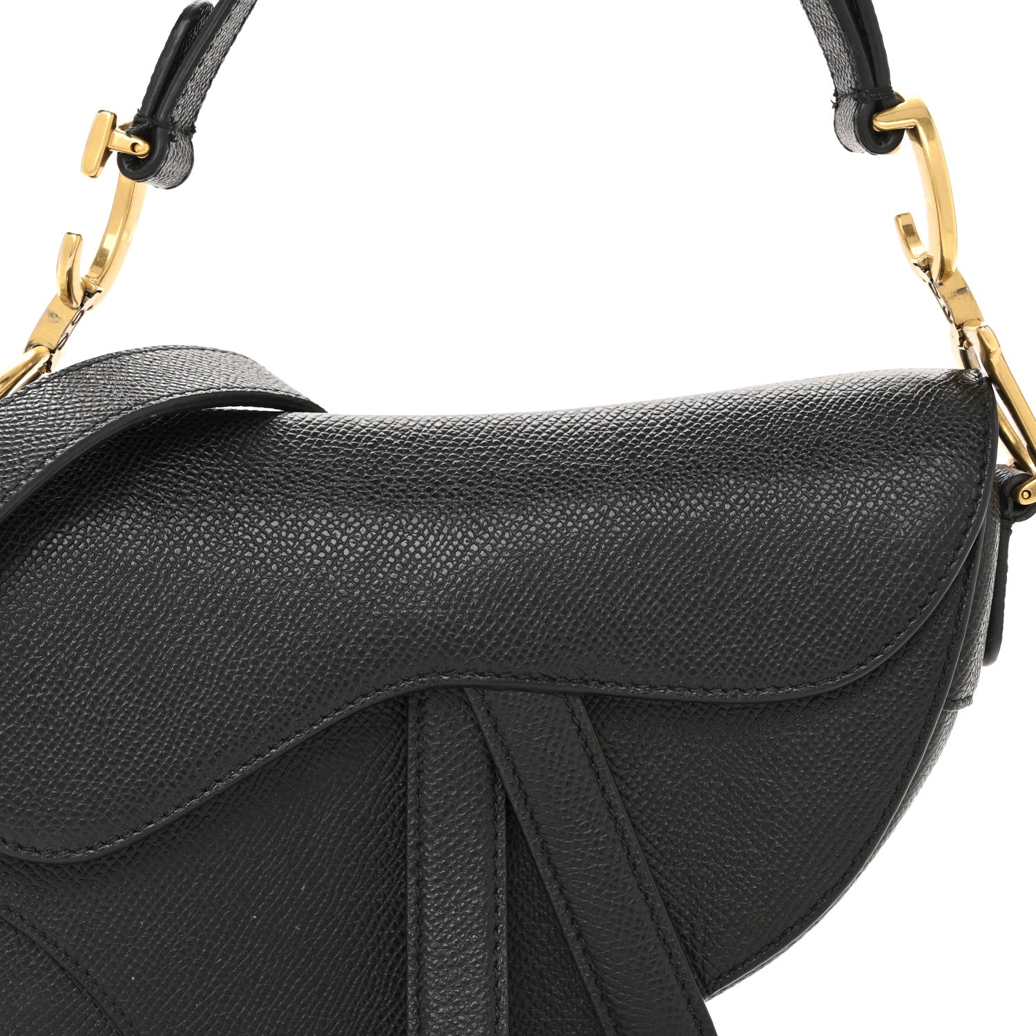 Christian Dior Grained Calfskin Mini Saddle Bag With Strap Black 8 of 13