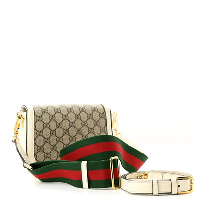 Gucci GG Supreme Monogram Web Mini Horsebit 1955 Shoulder Bag Beige Mystic White 4 of 13