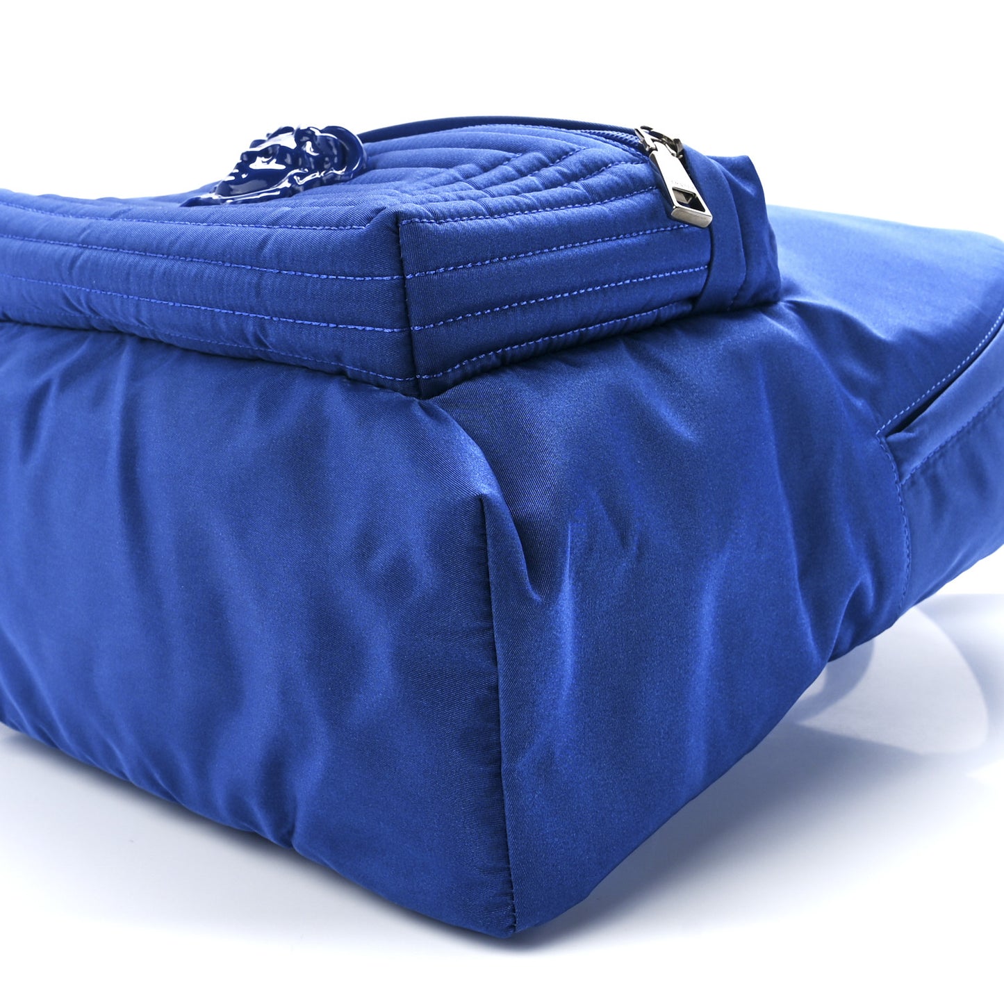 Nylon Quilted Palazzo Medusa Backpack Blue