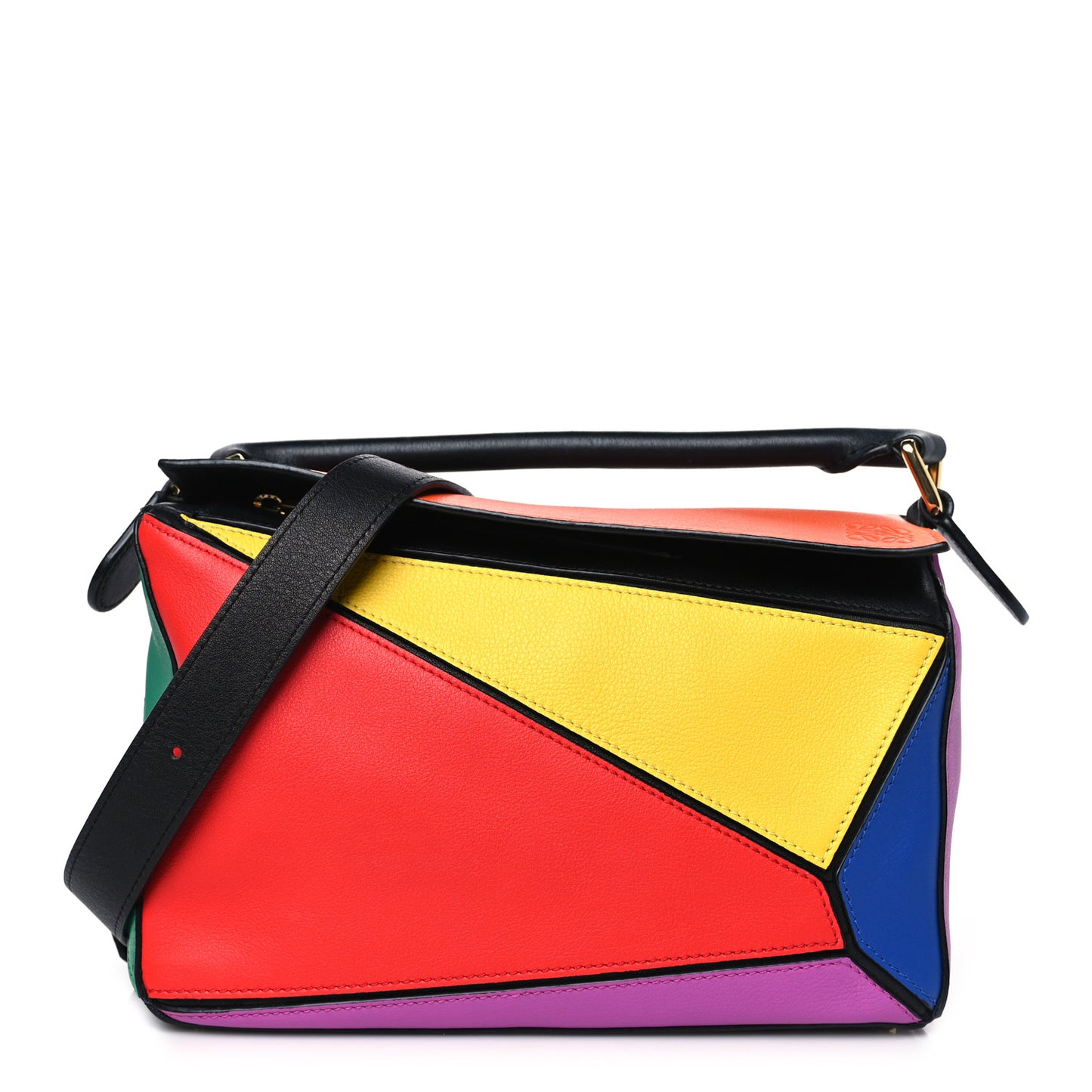 Calfskin Small Puzzle Bag Multicolor Black