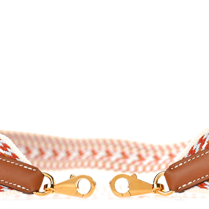 Hermes Toile Swift Sangle Allegro 50mm Shoulder Strap Cornaline Blanc Gold 4 of 4