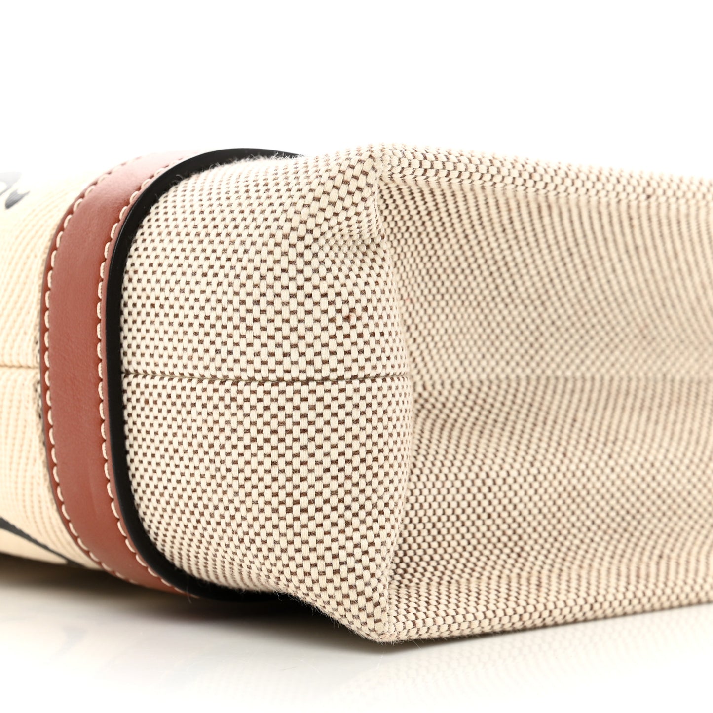 Cotton Calfskin Small Woody Ribbon Tote White Brown