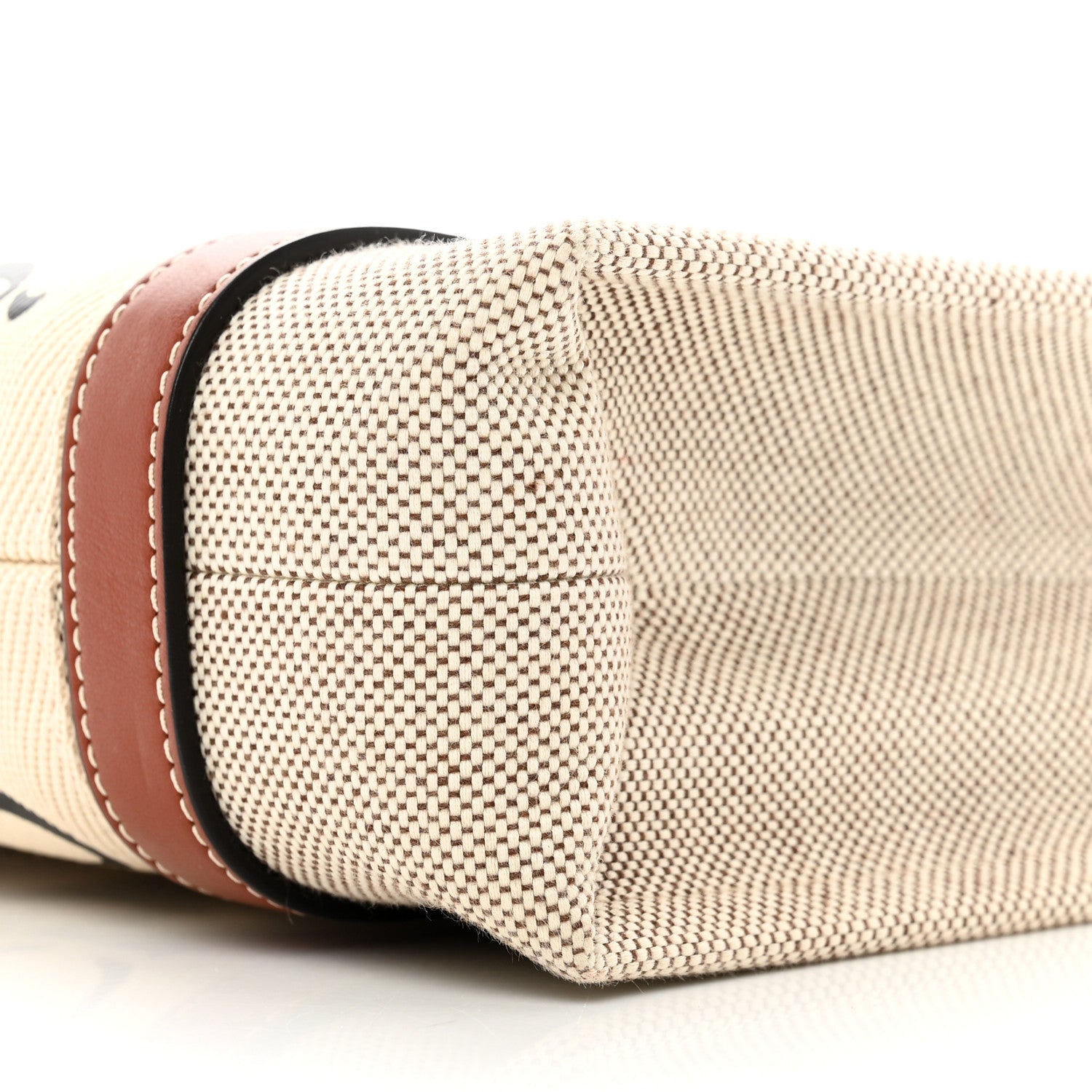 Chloe Cotton Calfskin Small Woody Ribbon Tote White Brown 8 of 9