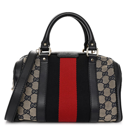Gucci Monogram Vintage Web Small Boston Navy 1 of 10