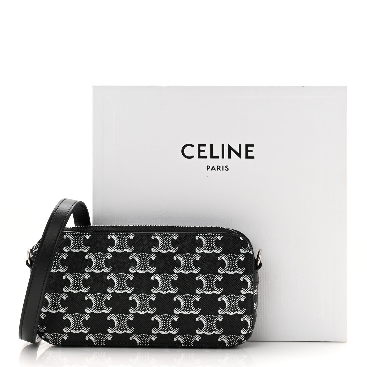 Triomphe Canvas Horizontal Pouch Silver Black