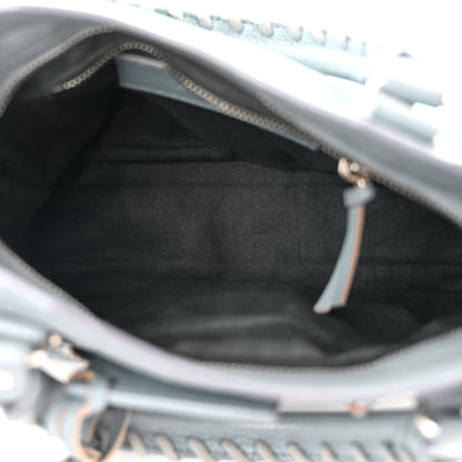 Balenciaga Chevre Silver Metallic Edge Hardware Mini City Bleu Acier 6 of 13