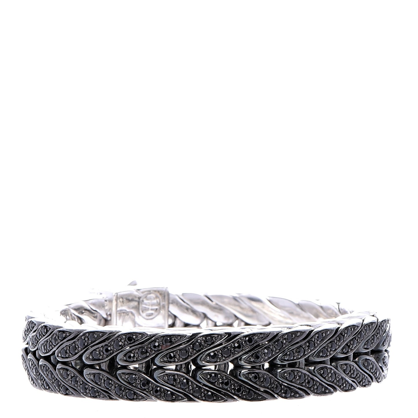 Mens Sterling Silver Black Sapphire Raja Bracelet M