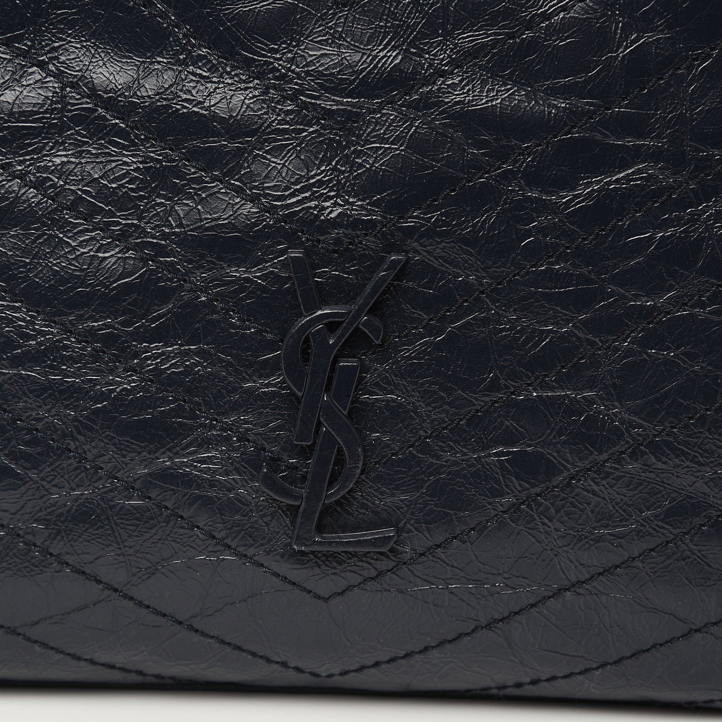 Crinkled Calfskin Matelasse Monogram Niki Shoulder Bag Deep Marine