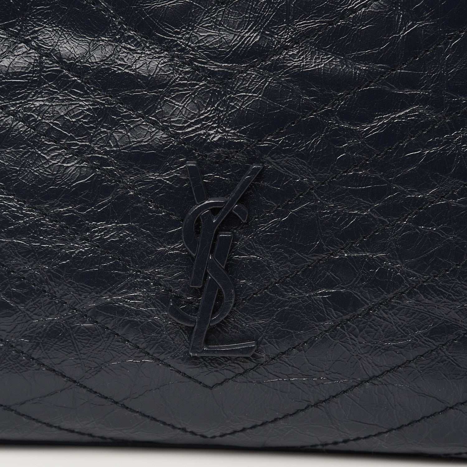 Saint Laurent Crinkled Calfskin Matelasse Monogram Niki Shoulder Bag Deep Marine 11 of 12