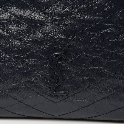 Saint Laurent Crinkled Calfskin Matelasse Monogram Niki Shoulder Bag Deep Marine 11 of 12