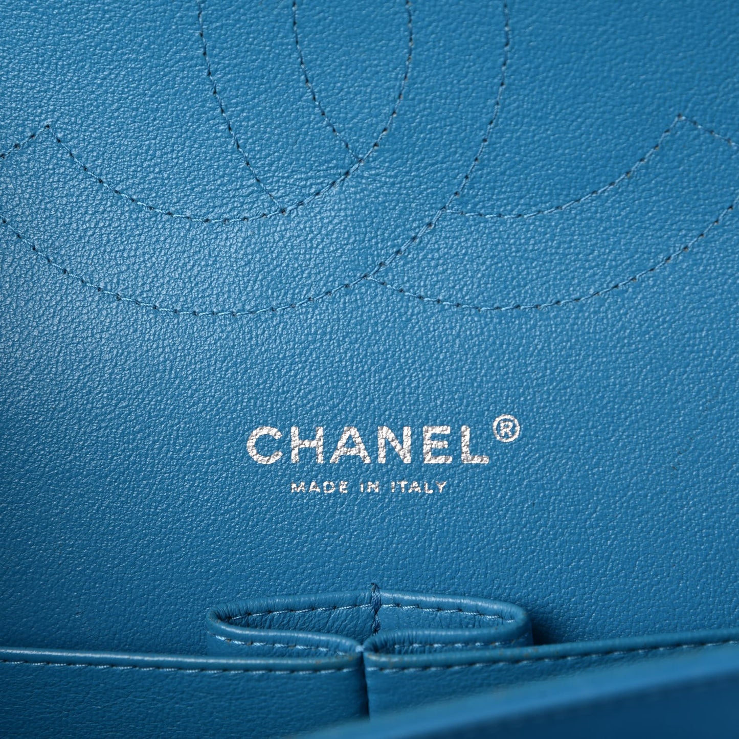 Patent Calfskin Quilted Jumbo Double Flap Turquoise