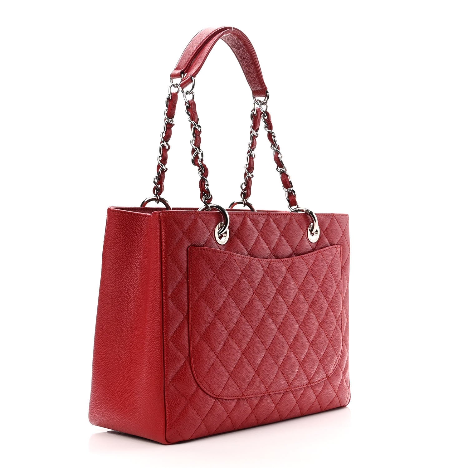 Chanel Caviar Quilted Grand Shopping Tote GST Red 3 of 10