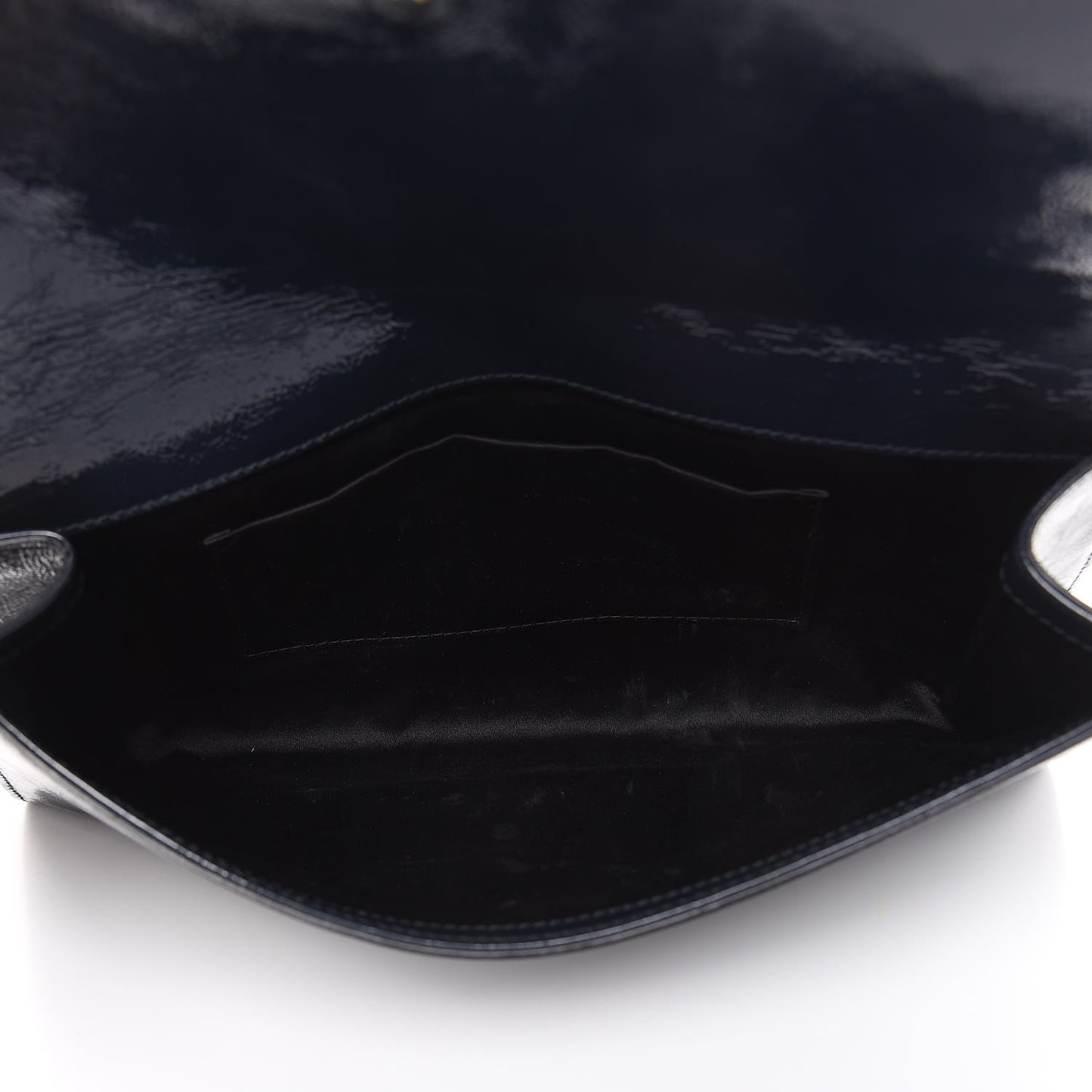 Textured Patent Calfskin Large Belle De Jour Clutch Deep Marine