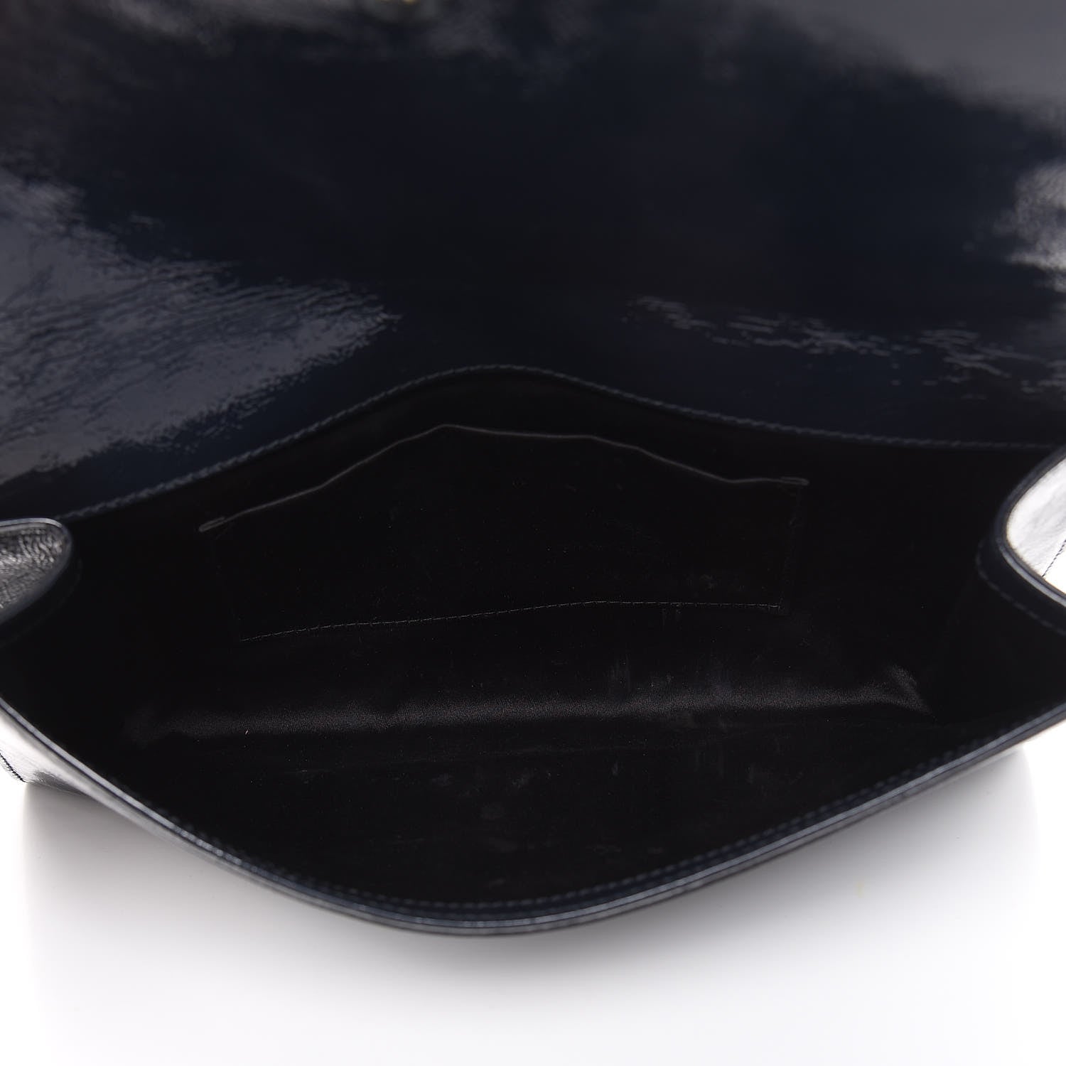 Saint Laurent Textured Patent Calfskin Large Belle De Jour Clutch Deep Marine 5 of 16