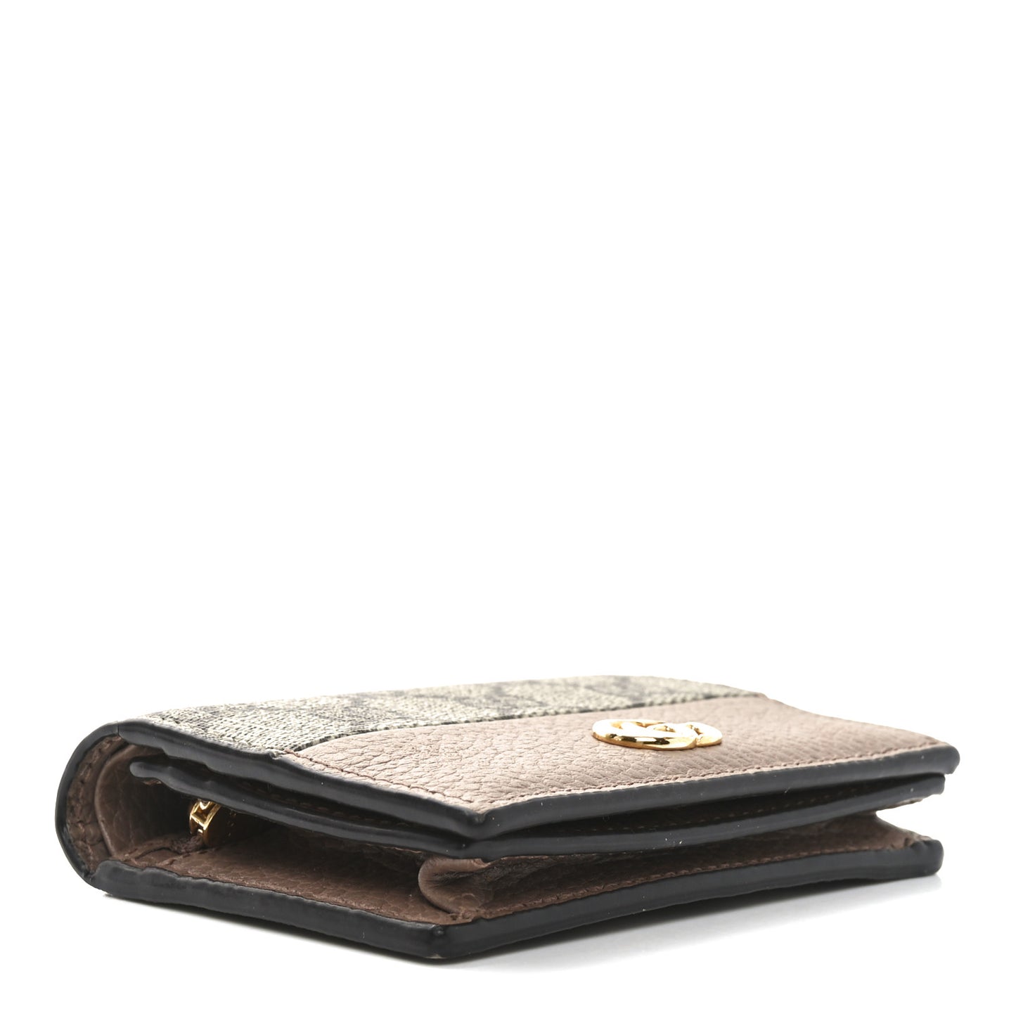 Dollar Calfskin GG Supreme Monogram GG Marmont Card Case Porcelain Rose Beige Ebony