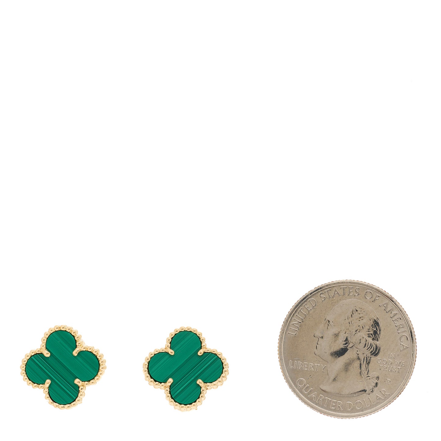 18K Yellow Gold Malachite Vintage Alhambra Earrings