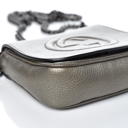 Gucci Metallic Pebbled Calfskin Small Soho Flap Crossbody Sasso 8 of 11