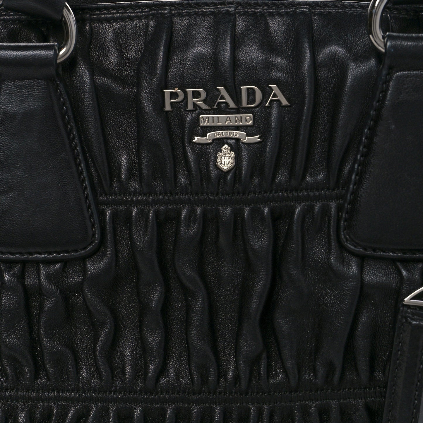 Nappa Gaufre Shopping Satchel Black