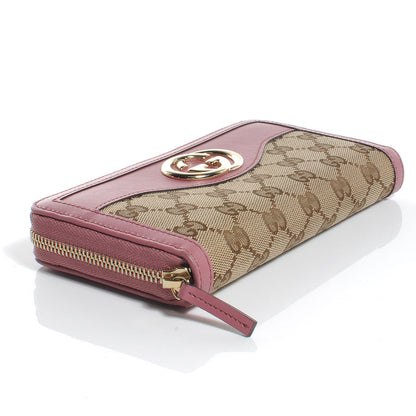 Gucci Monogram Margaux Calfskin Sukey Zip Around Wallet Beige Ebony Vintage Rose 4 of 8