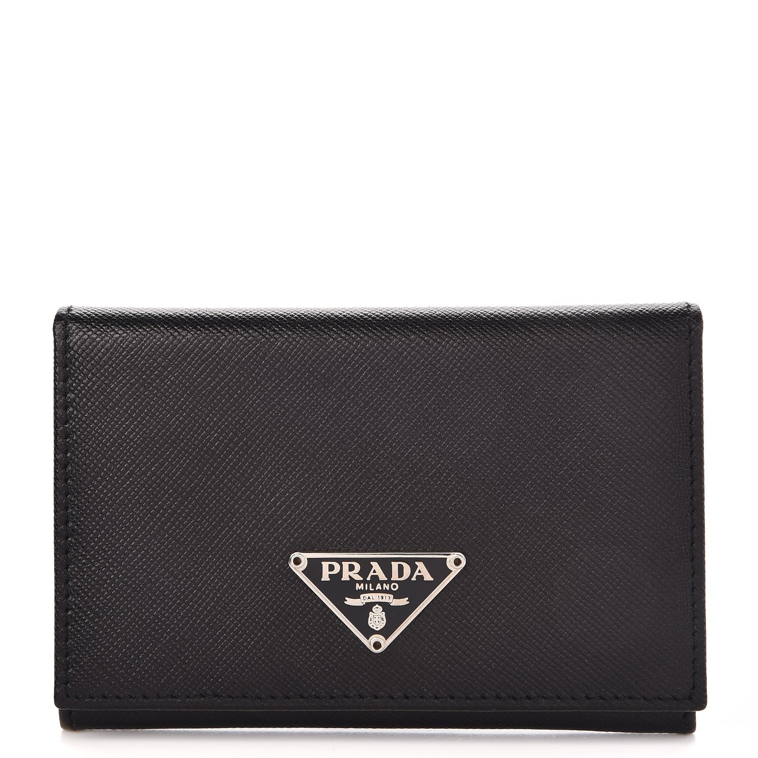 Prada Saffiano Bi-Fold Card Holder Wallet Black 1 of 8