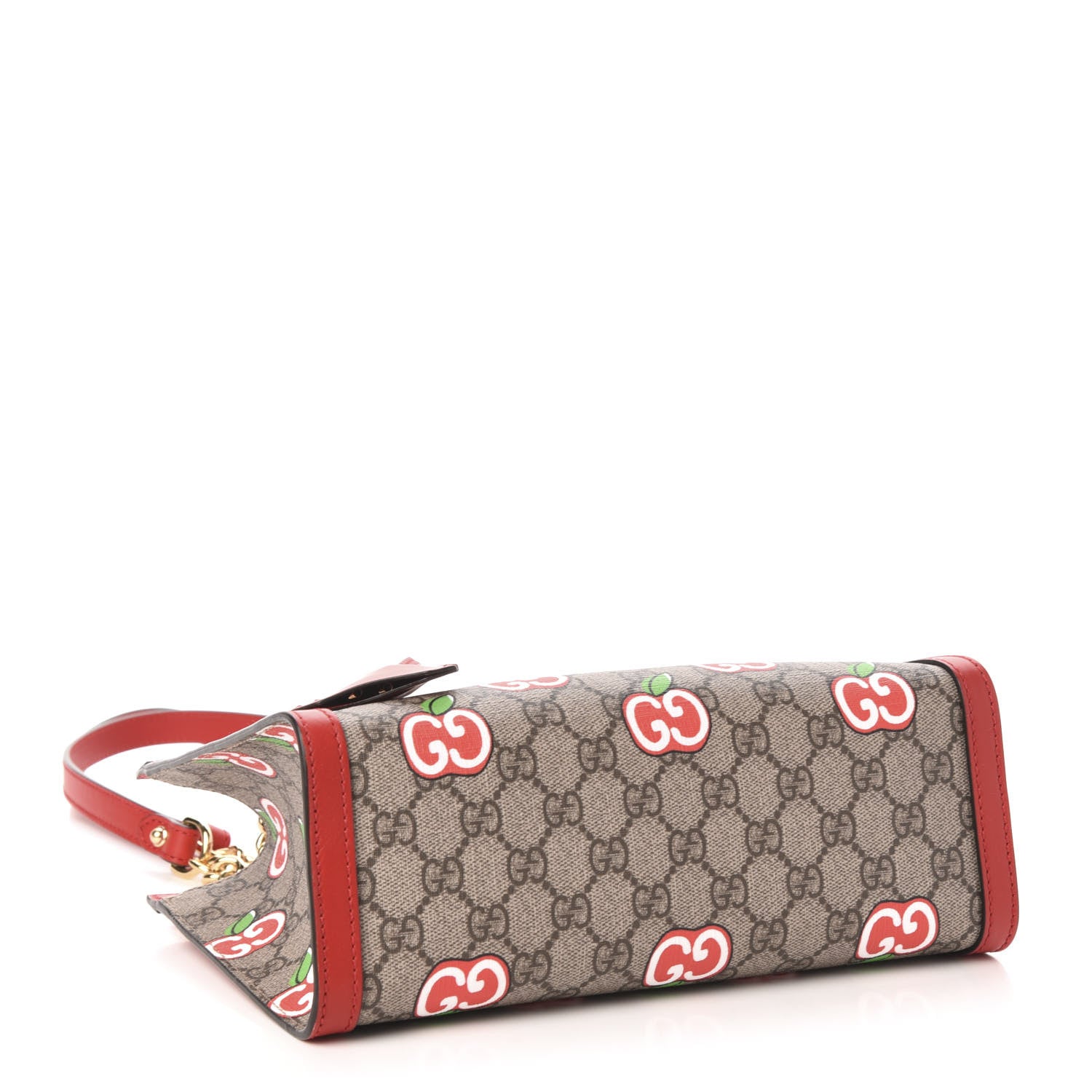 Gucci GG Supreme Monogram Apple Small Padlock Tote Beige Multicolor Lobster Red 4 of 10