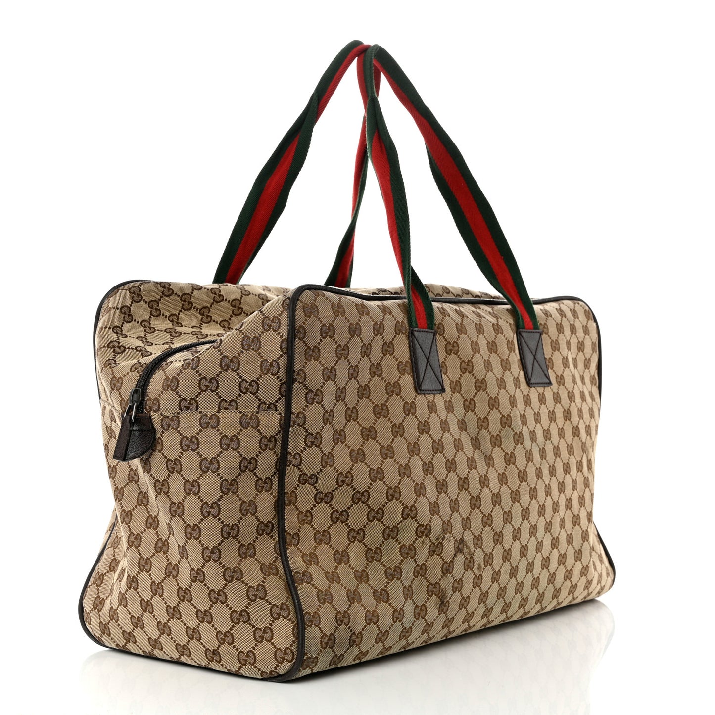 GG Monogram Web Large Collapsible Carry On Duffle Beige Brown