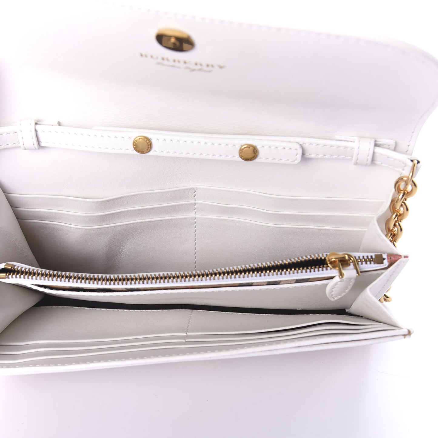 Vintage Check Henley Wallet On Chain Chalk White