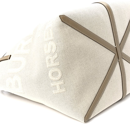 Burberry Cotton Canvas Mini Logo Horseferry Tote Bag Off White 13 of 15