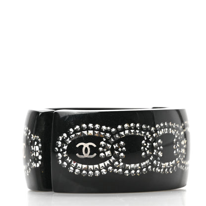 Chanel Resin Strass CC Crystal Cuff Black 3 of 4
