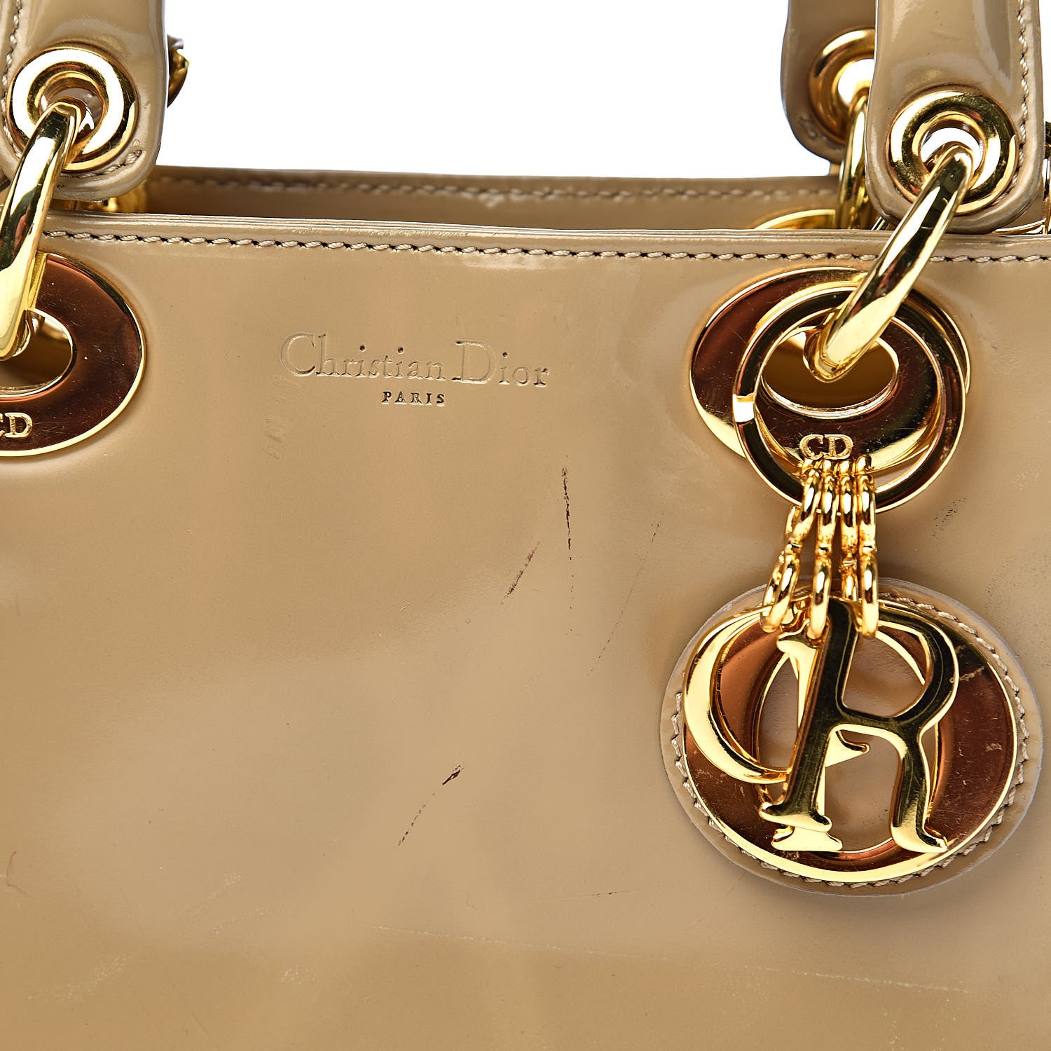 Christian Dior Patent Mini Lady Dior Beige 13 of 19