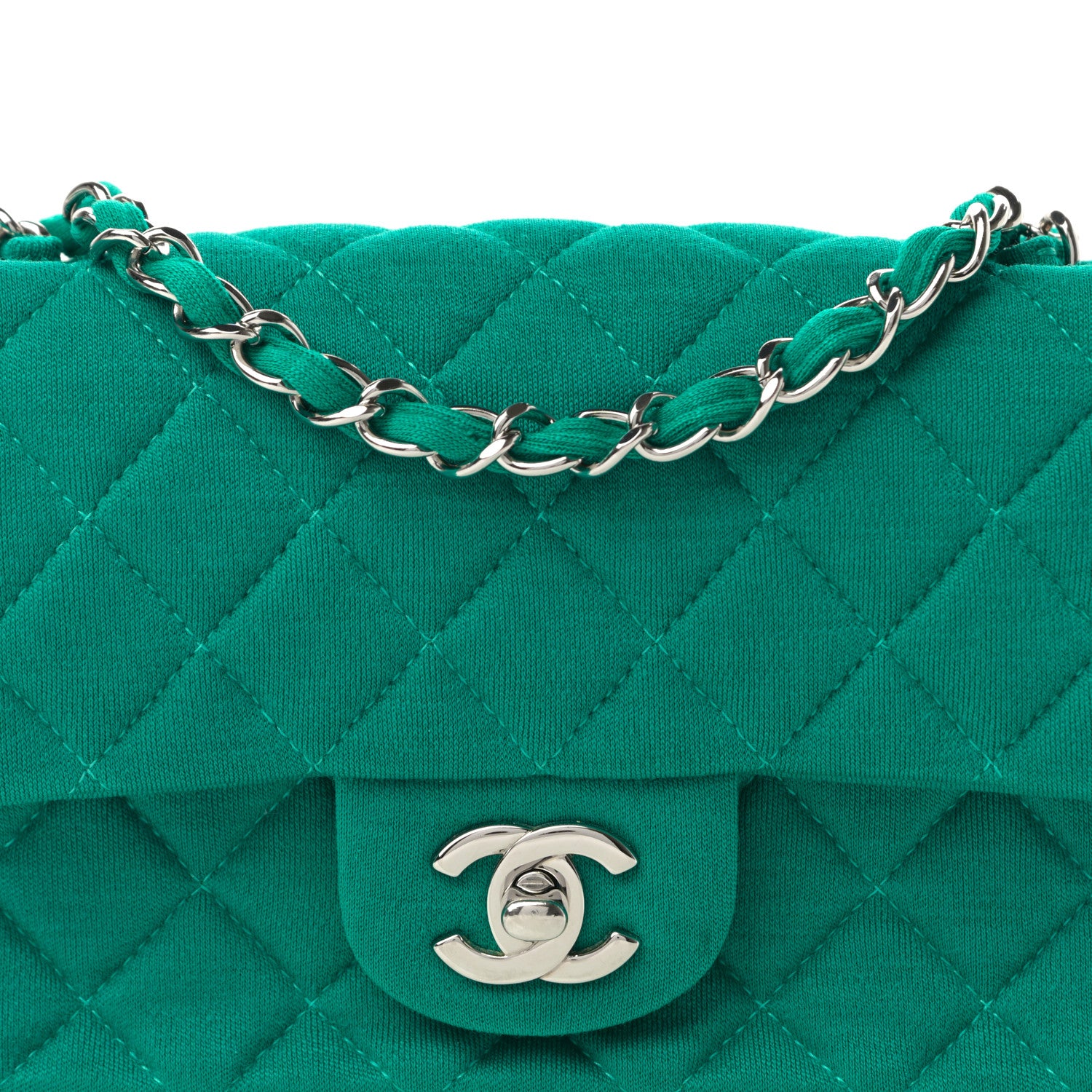 Chanel Jersey Quilted Mini Rectangular Flap Green 8 of 17