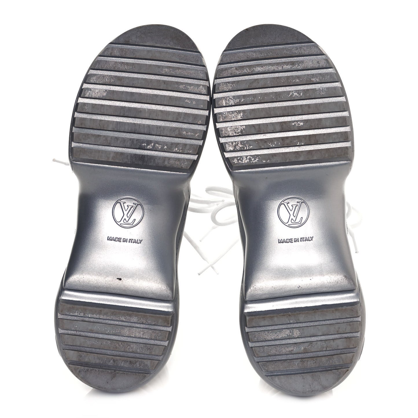 Metallic Calfskin Technical Nylon LV Archlight Sneakers 38 White Silver