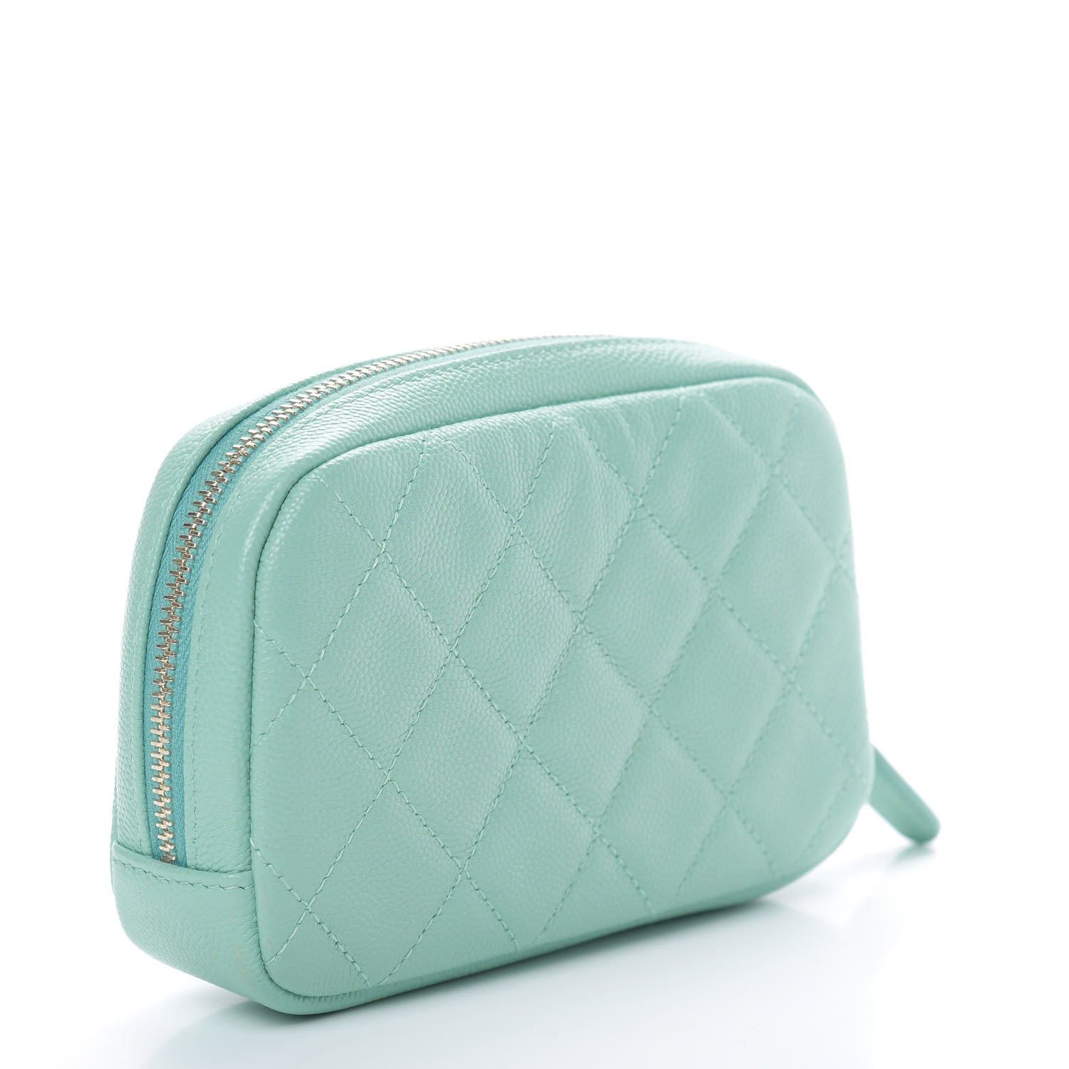 Chanel Caviar Quilted Small Curvy Pouch Cosmetic Case Light Blue 3 of 7