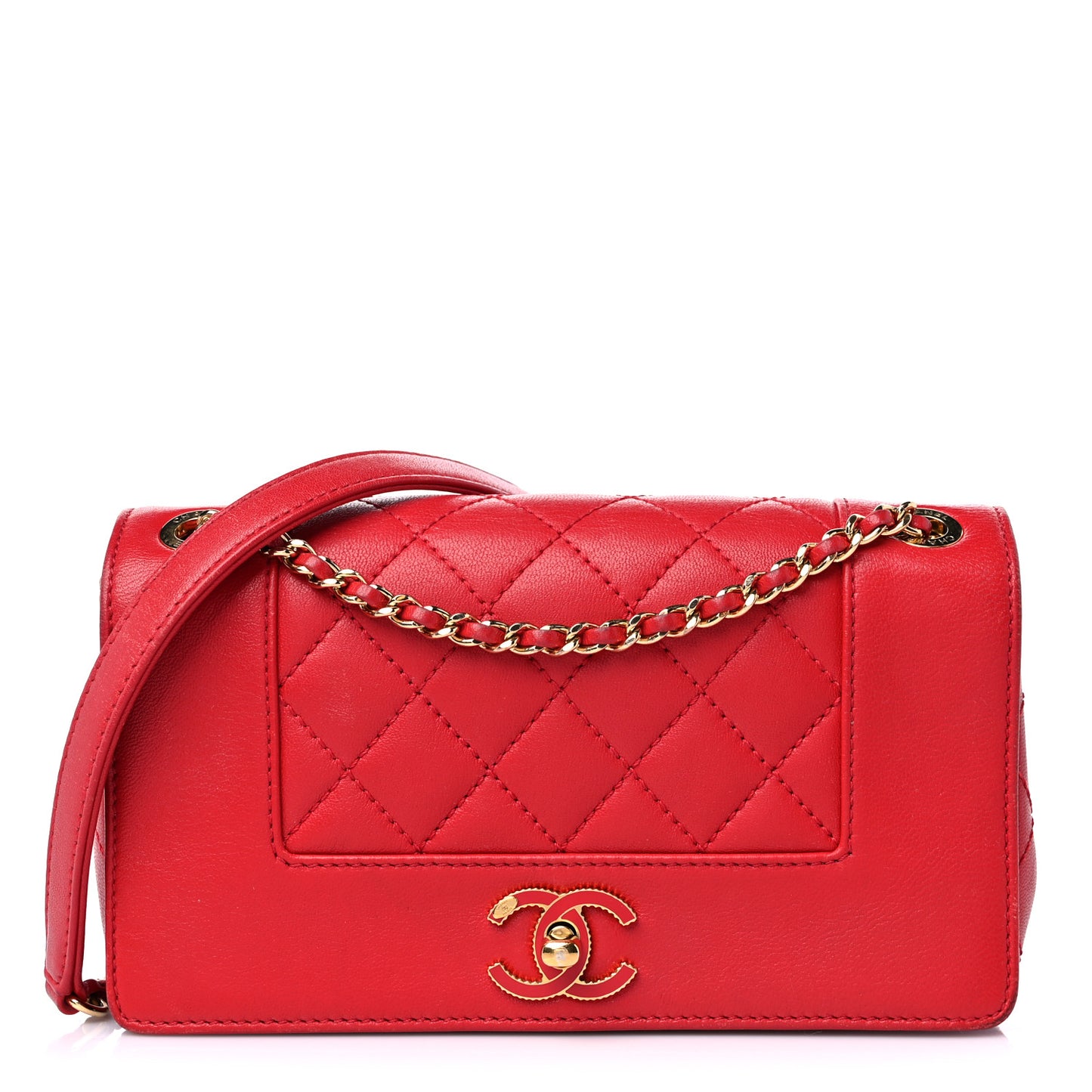 Sheepskin Quilted Medium Vintage Mademoiselle Flap Red