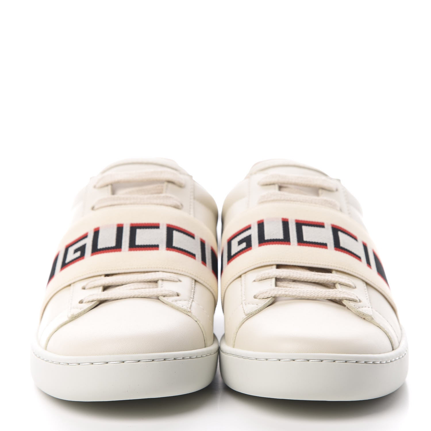 Gucci Calfskin Stripe Womens New Ace Sneakers 36 New Mystic White Ecru Red Flame 2 of 9