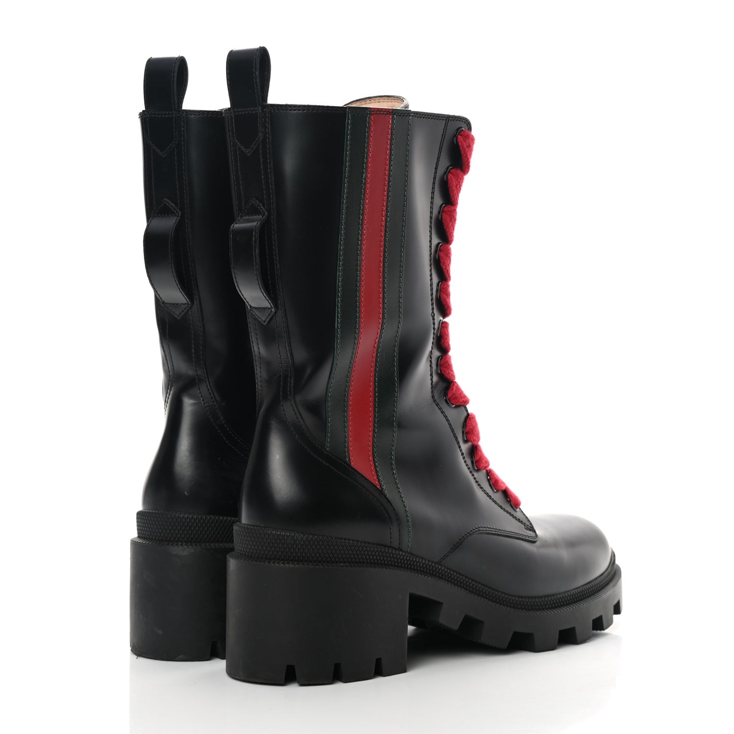 Magnum Calfskin Cirano Lux Web Lace Up Tall Combat Boots 39 Black Verde Hibiscus Red