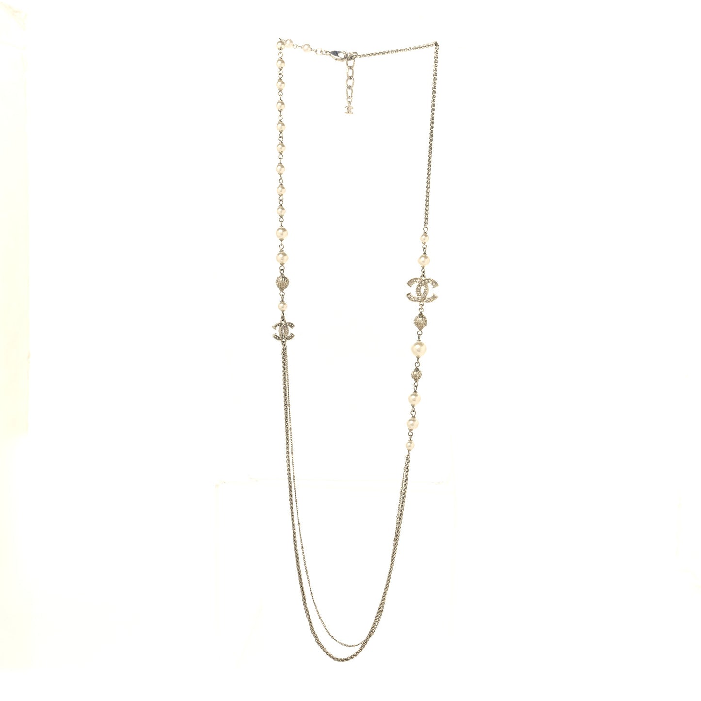 Pearl Crystal CC Necklace Gold