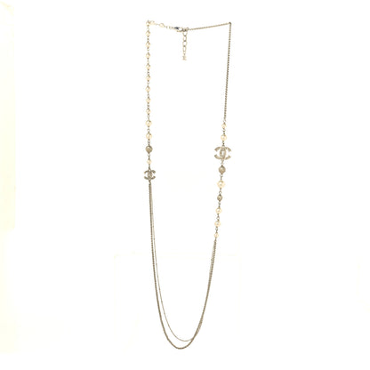Chanel Pearl Crystal CC Necklace Gold 3 of 5