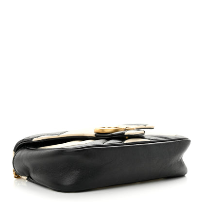 Gucci Calfskin Matelasse Super Mini GG Marmont Shoulder Bag Black White 4 of 12