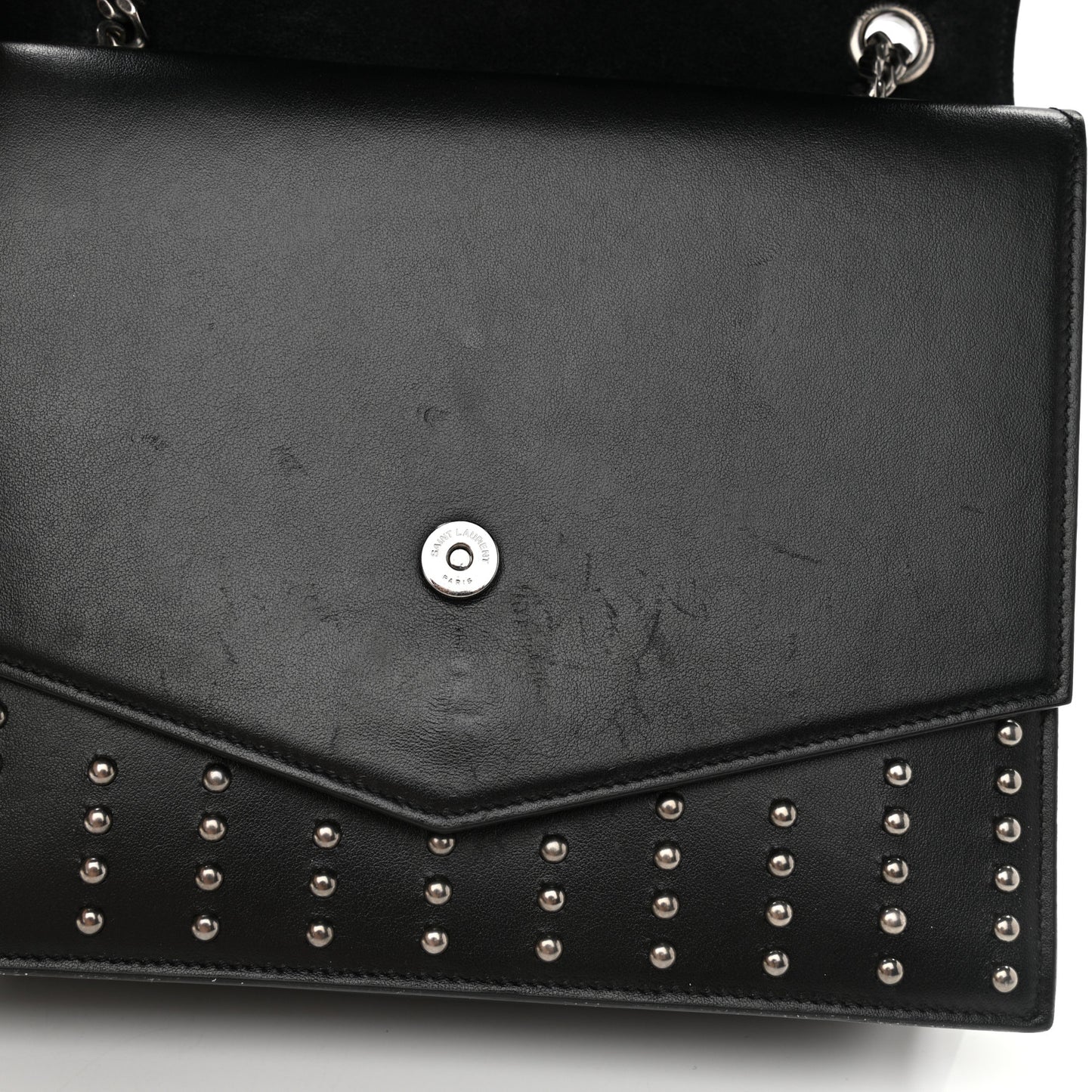 Calfskin Studded Monogram Medium Sulpice Shoulder Bag Black