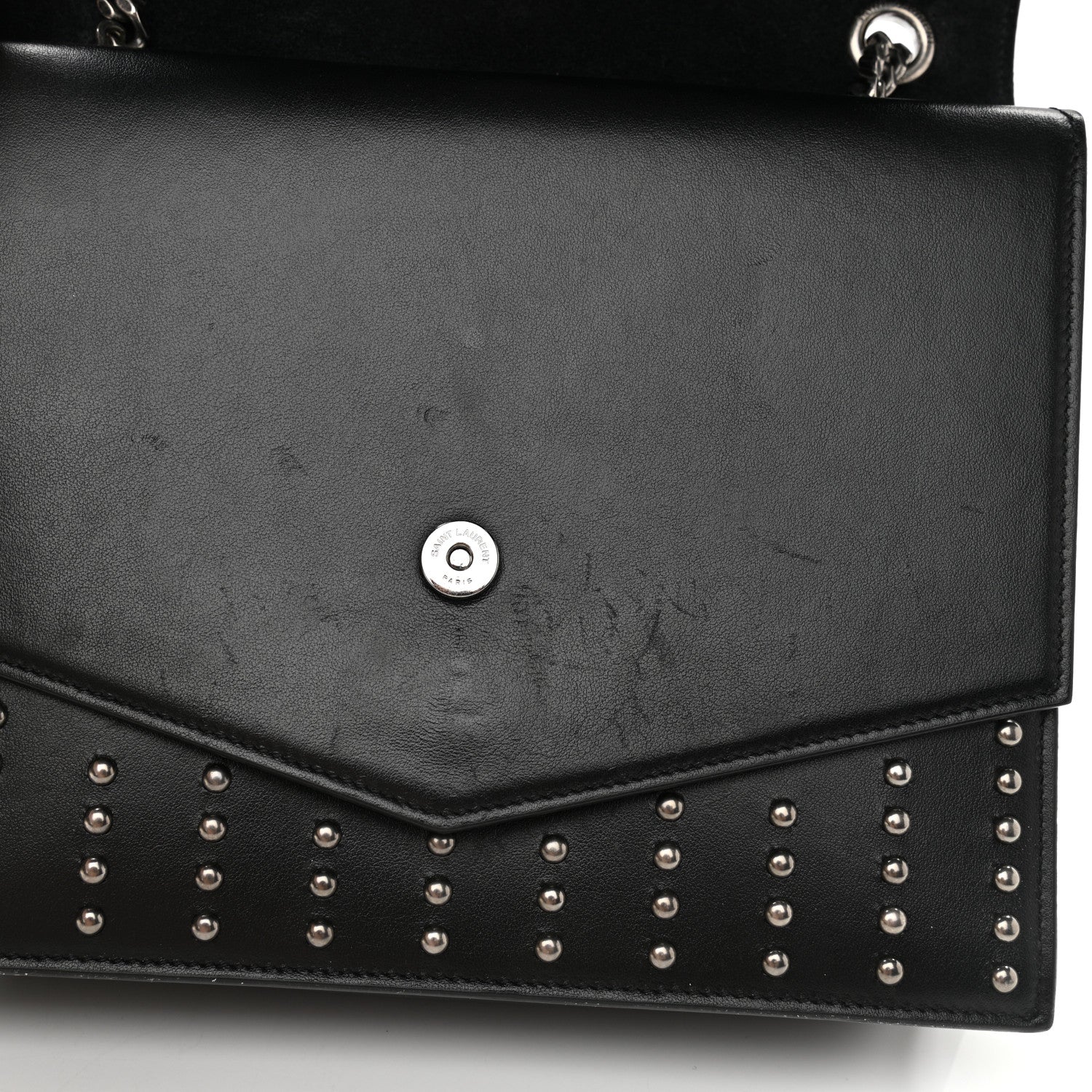 Saint Laurent Calfskin Studded Monogram Medium Sulpice Shoulder Bag Black 11 of 12