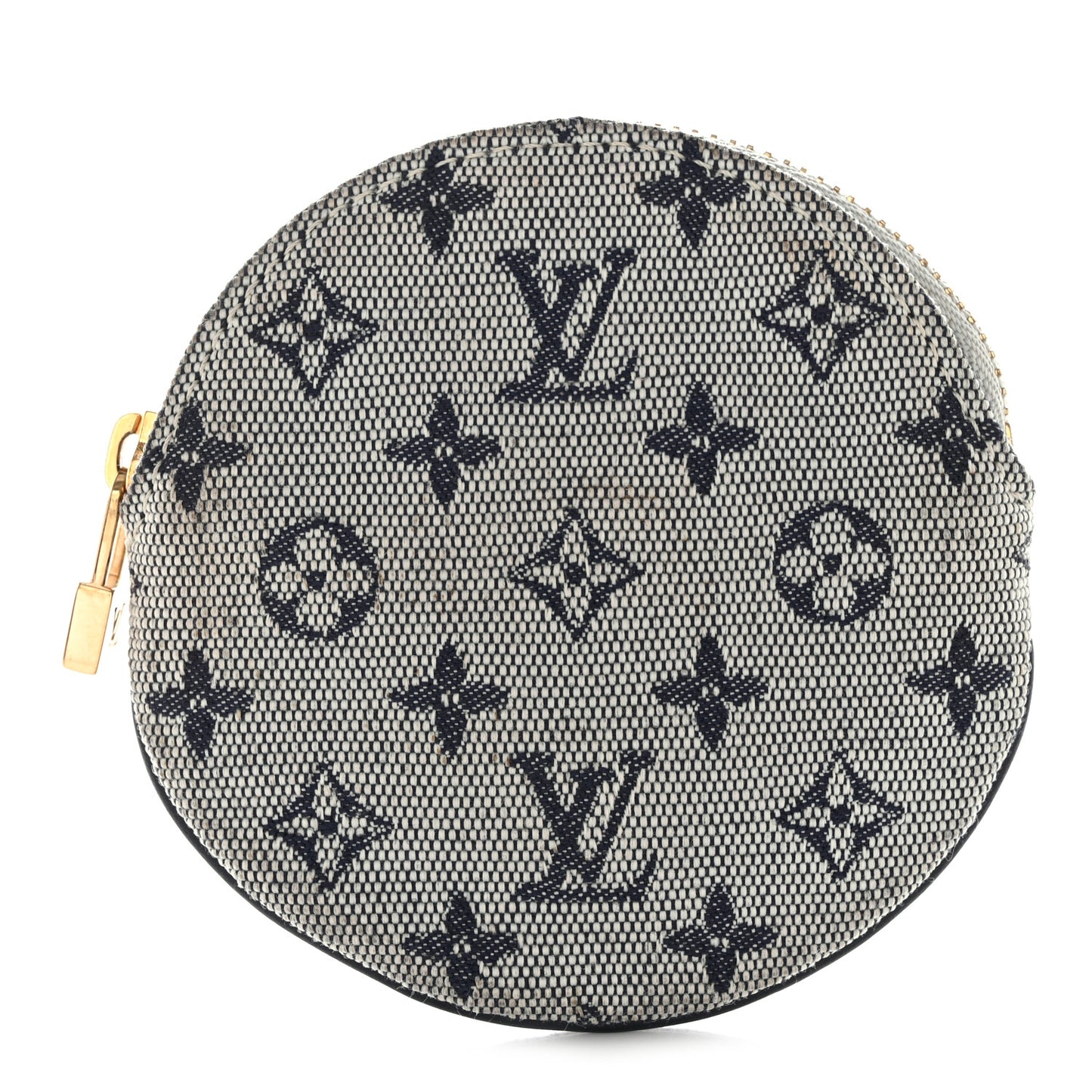 Mini Lin Croisette Round Coin Purse Blue