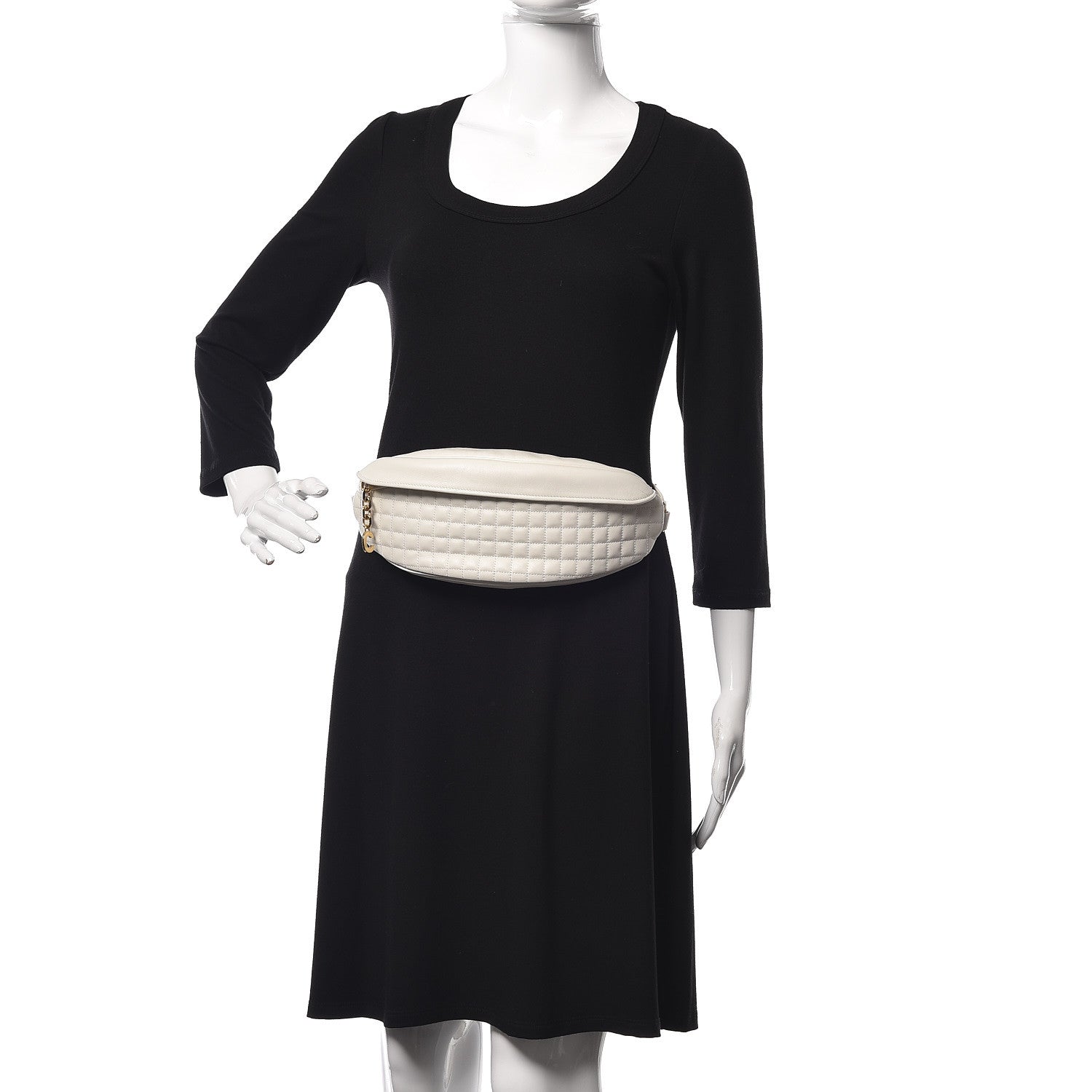 Celine Calfskin Quilted C Charm Belt Bag White 2 of 9