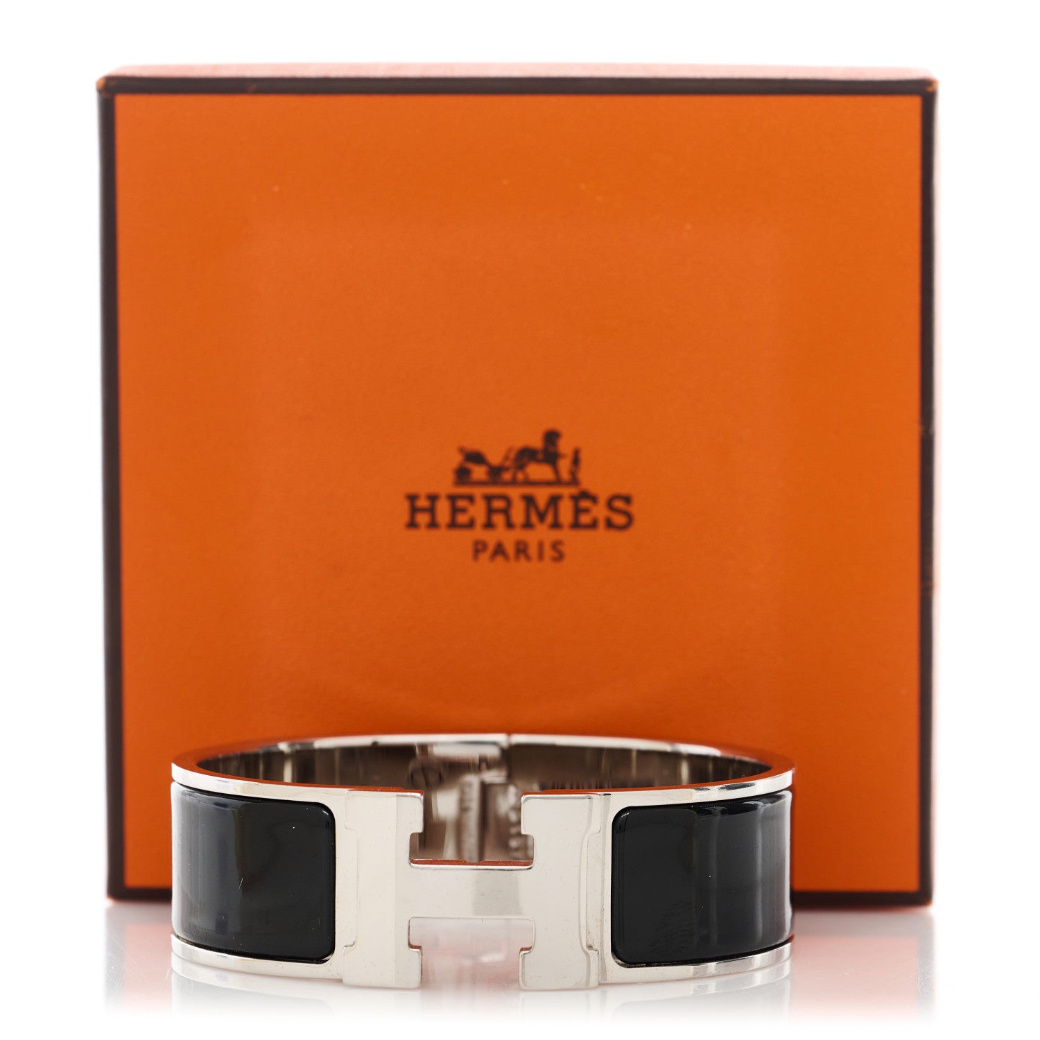 Hermes Enamel Wide Clic Clac H Bracelet GM Black 4 of 4
