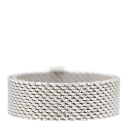 Tiffany Sterling Silver Diamond Somerset Mesh Ring 53 6.5 3 of 4